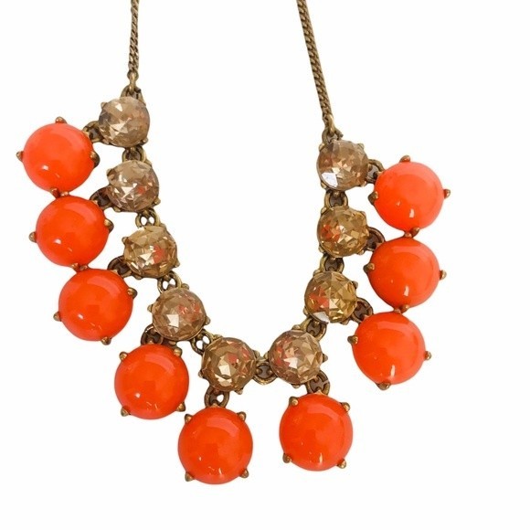 J. Crew Orange Stone and Gold Rhinestone Necklace - Picture 4 of 9